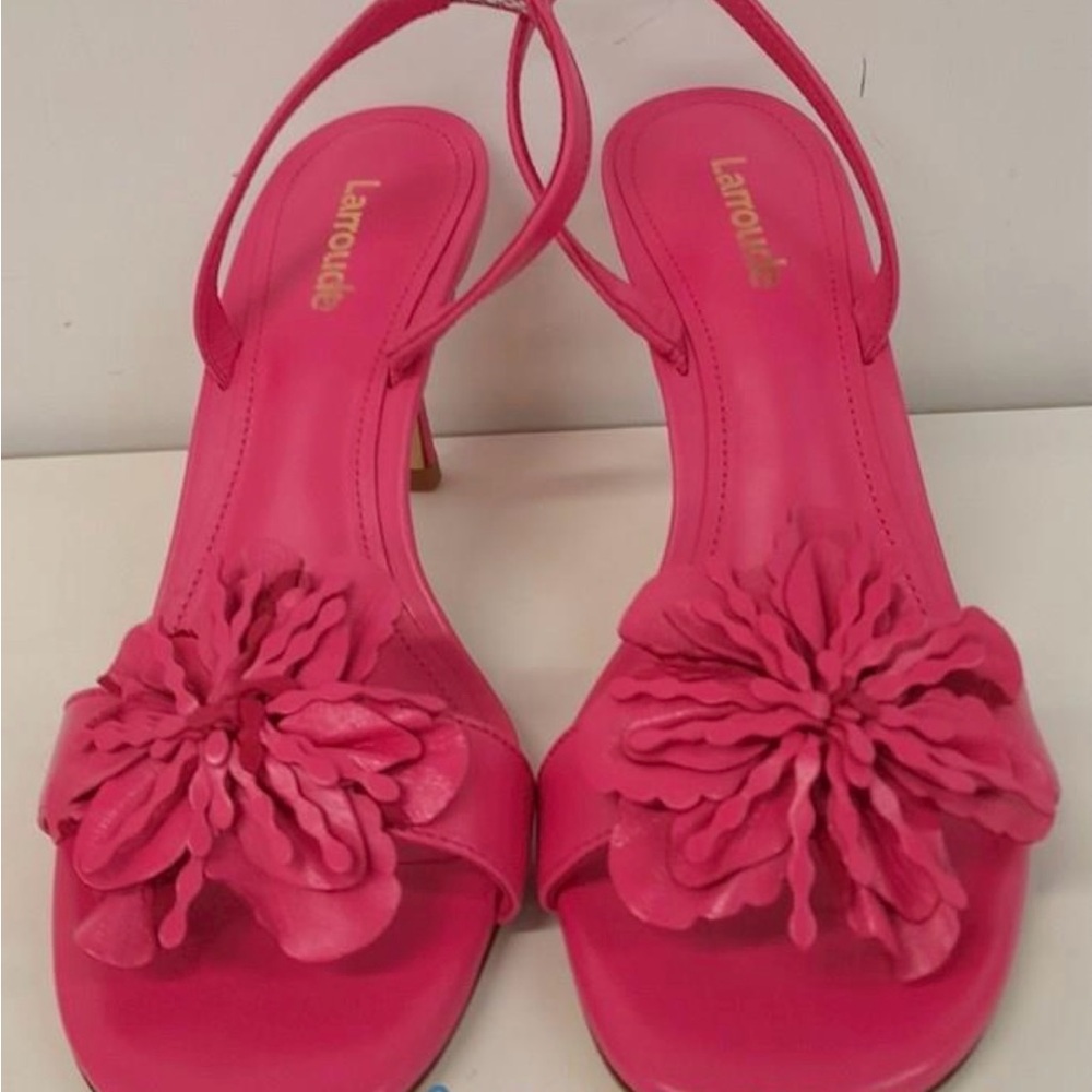 Larroude Pink Sandals with Floral Accent - Picture 2 of 5